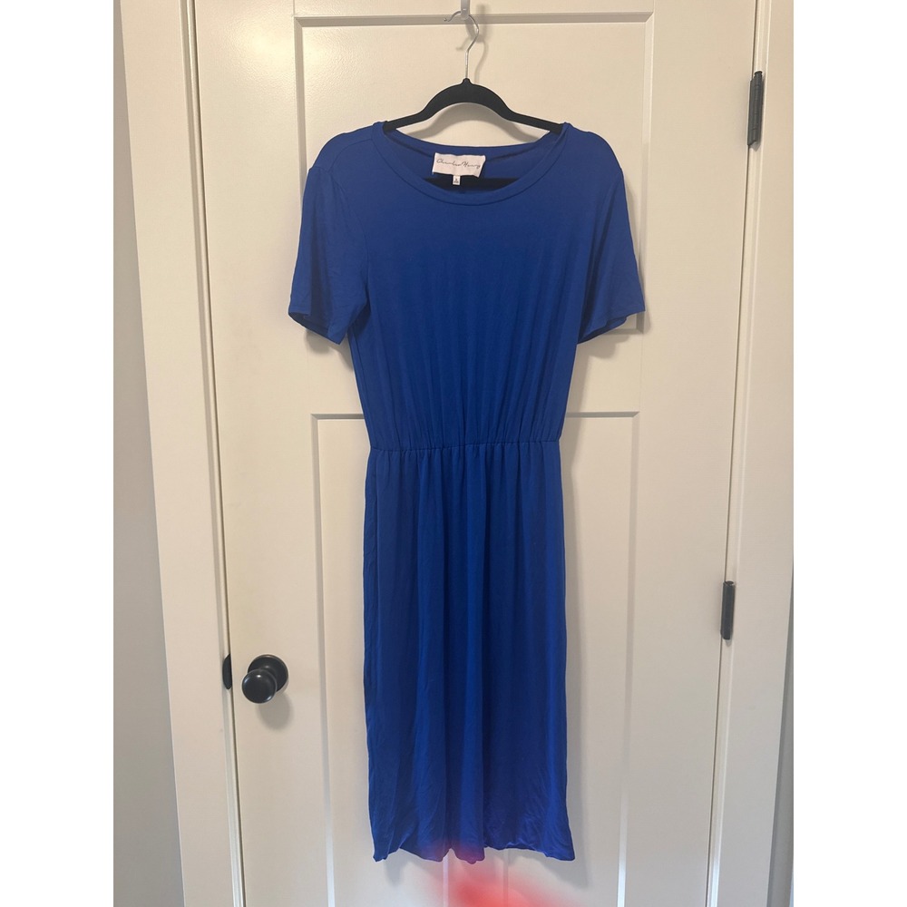 Chanler Henry Midi‎ Dress Short Sleeve Casual Everyday Dress Blue Size S